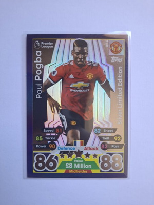 Topps Match Attax Premier League 2017-18 Paul Pogba Silver Limited Edition