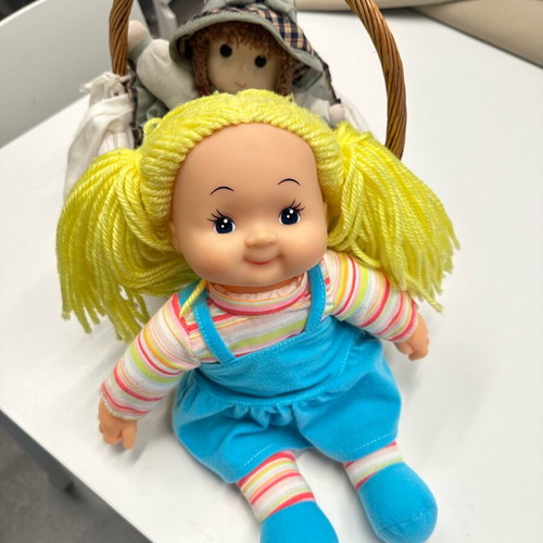 Dolls like new, set of 2 with basket