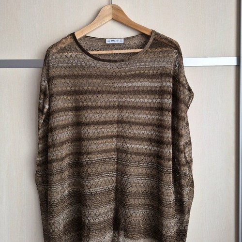 Zara knit sweater like new, brown and beige striped, size S-M