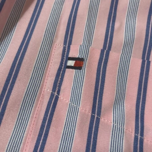 Tommy Hilfiger vintage shirt used, men's XL, blue and pink