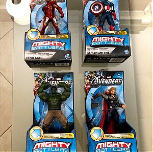AVENGERS 1st movie SET OF 4 FIGURES 6 inches MIGHTY BATTLERS with ACTION THOR IRON MAN CAPTAIN AMERICA HULK NEW rare