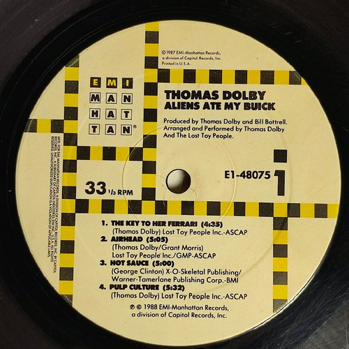 Thomas Dolby Aliens Ate My Buick vinyl used, 1988 album