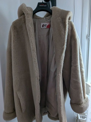 Fur jacket used, beige color, size L