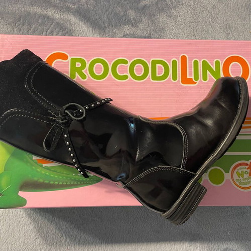 Crocodilino kids leather boots used, size 27, black