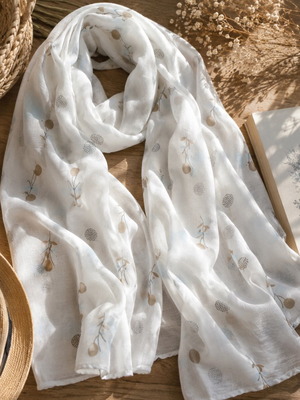 Scarf new with subtle floral design in earthy tones