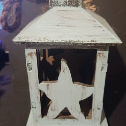 Lantern for tealight blue like new, medium size hard cardboard