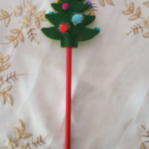 Pencil with Christmas tree decoration, new