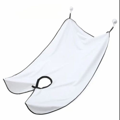 Shaving apron new, for beard trimming and grooming, white and black