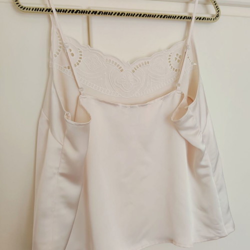 H&M camisole satin cream top with embroidery XL like new