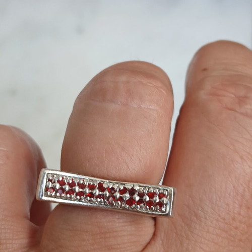 925 silver ring with red zirconia, 17 mm