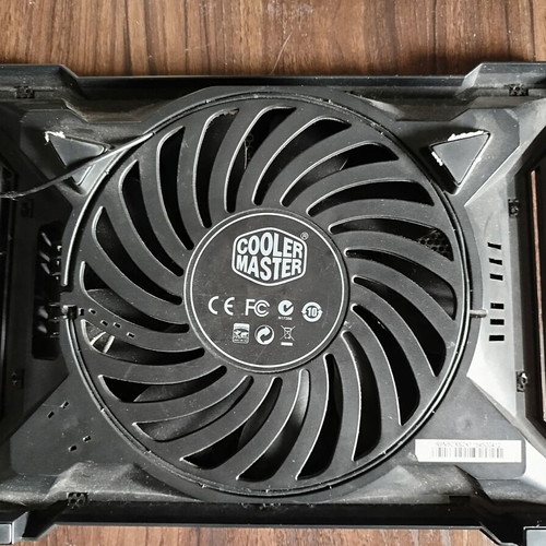 Cooler Master laptop stand used with fan, aluminum