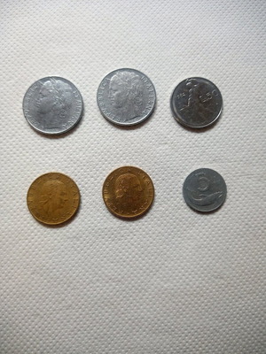 Lira coins used, pack of 6, pre-euro