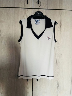 Lui Jo sleeveless blouse viscose like new, white and blue, size M