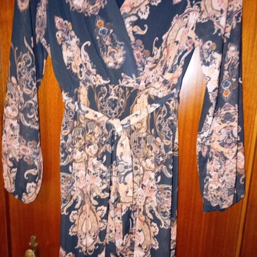 Long dress with belt like new, black and brown