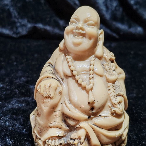 Vintage Laughing Buddha Hotei statue, Shoushan stone