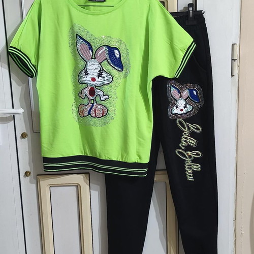 Tracksuit set with rhinestones like new, sizes S-M-L, neon green and black