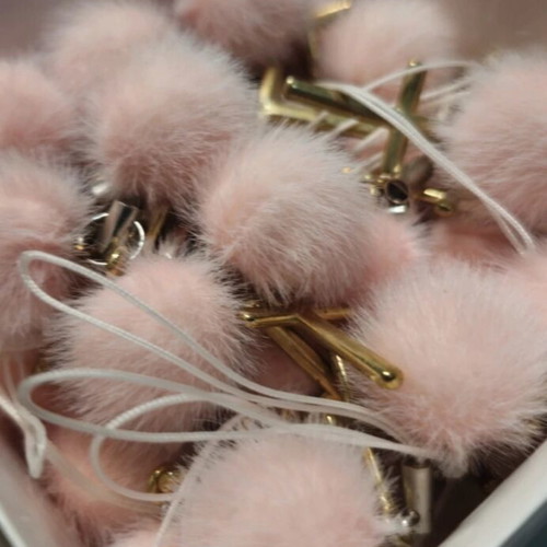 30 Martyrika hanging with pink pompom and cross for girl's baptism