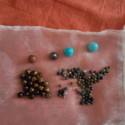 Beads made of semiprecious stones used for jewelry making