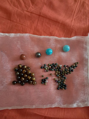 Beads made of semiprecious stones used for jewelry making