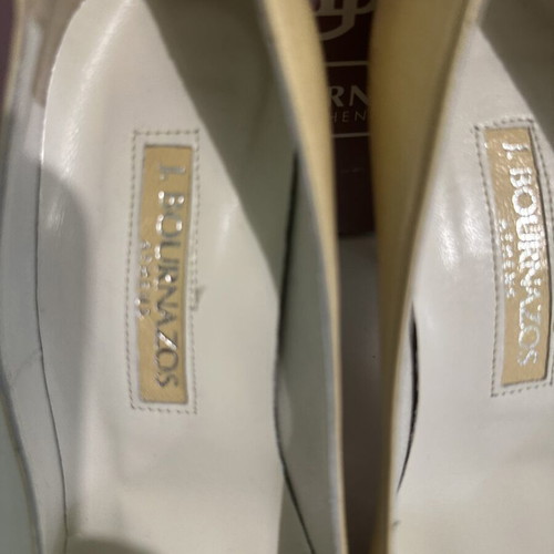 J. Bournazos Leather Pumps Nude with Buckle New