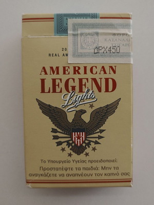 American Legend Lights empty hard cigarette pack used
