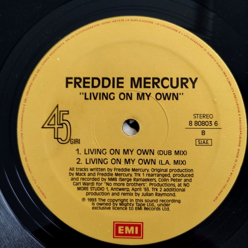 Freddie Mercury Living On My Own 12'' Maxi Single used, electronic