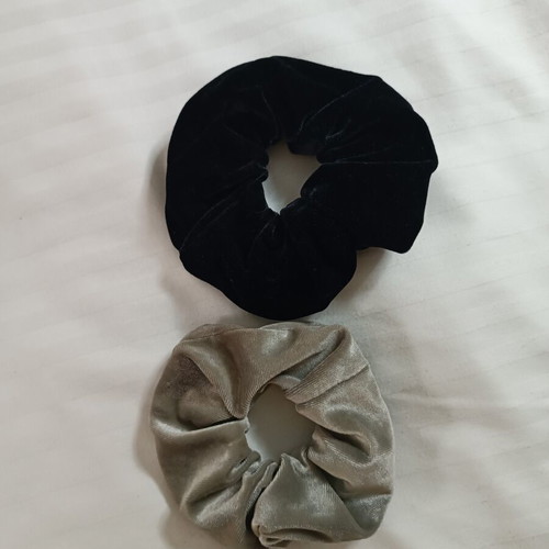 Velvet scrunchie hair ties like new, black and grey