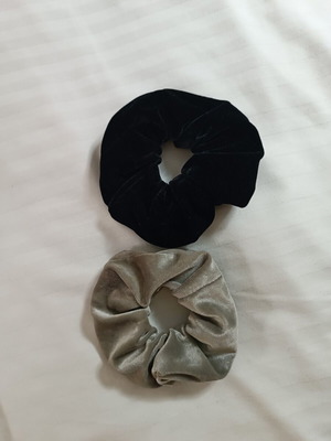 Velvet scrunchie hair ties like new, black and grey