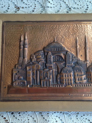 Άλμπουμ φωτογραφιών vintage με ανάγλυφη χάλκινη χάραξη Αγίας Σοφίας, μπεζ, καινούργιο