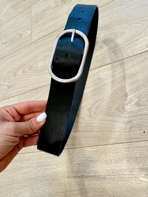 Ζώνη Zara μαύρη με ασημί λεπτομέρειες εφέ δέρμα μέγεθος 80