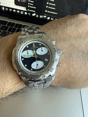 Roventa Swiss Made Chronograph wristwatch used, stainless steel 43mm