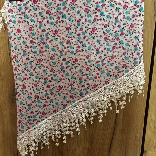 Scarf used with colorful floral pattern triangular shape