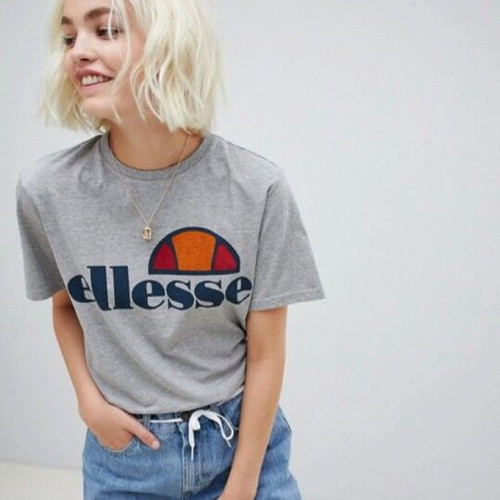 Ellesse Boyfriend T-Shirt with Chest Logo Grey New