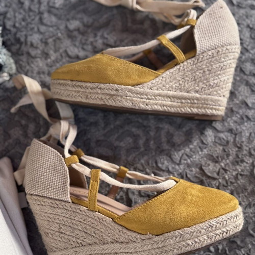 Mustard Espadrilles Platforms Martin Pescatore like new, size 36