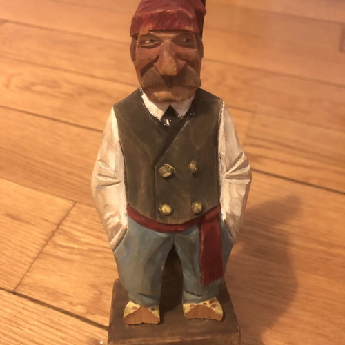 Trygg Mid Century Folk Art Wooden Figurine, hand-carved