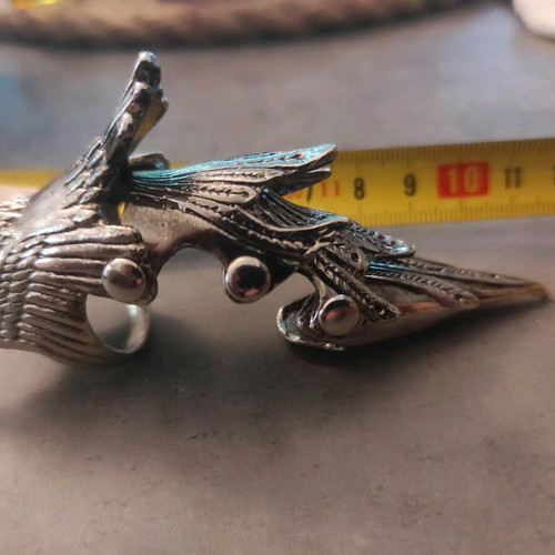 Rooster ring unisex gothic style silver like new, size ~1.85cm