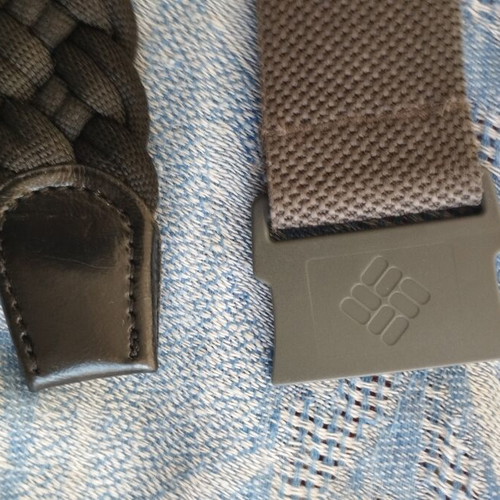 Two fabric belts, black braided 120 cm and adjustable grey 100 cm