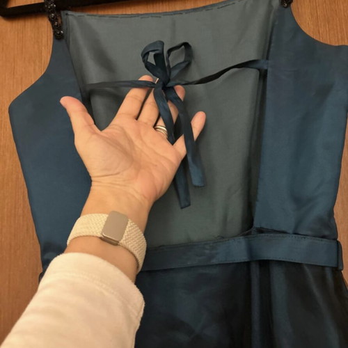 Vera Mont Long Teal Backless Dress with Black Tulle Skirt like new