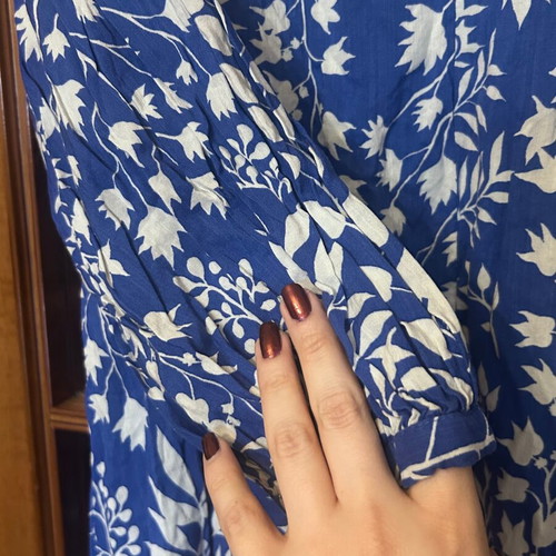 H&M Blue and White Floral Kaftan Dress Size XL like new