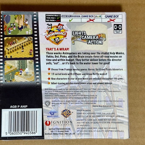 Game Boy Advance SP Animaniacs Lights Camera Action! sealed game