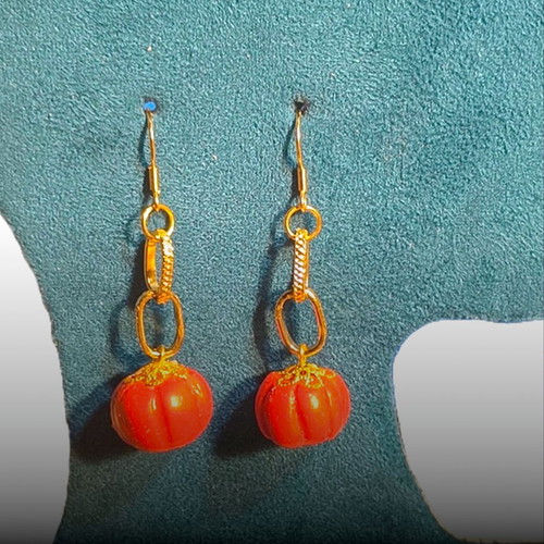 Handmade Christmas Earrings Pumpkins new, red
