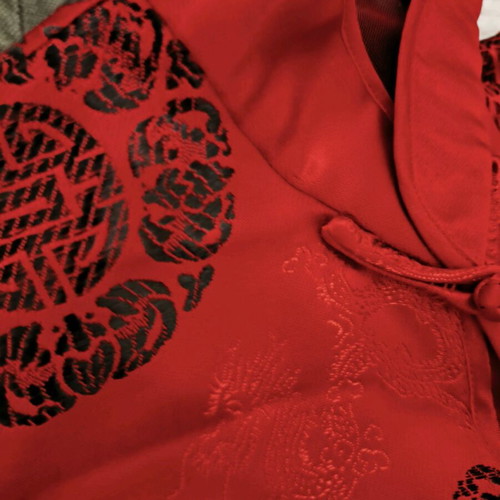 Chinese satin cheongsam blouse red like new, size S/M