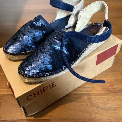 Chipie Blue Sequin Espadrilles Size EU 39 Like New with Box