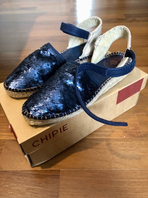 Chipie Blue Sequin Espadrilles Size EU 39 Like New with Box