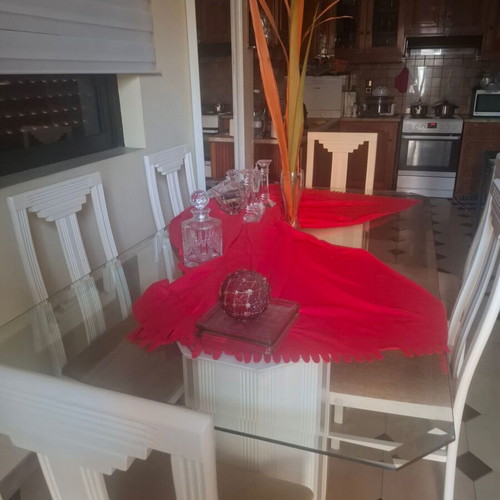 Dining set with glass top and chairs