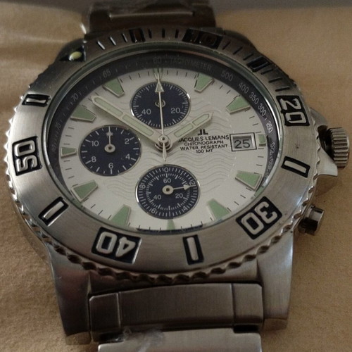 Jacques Lemans Liverpool Chronograph men's watch, white and blue