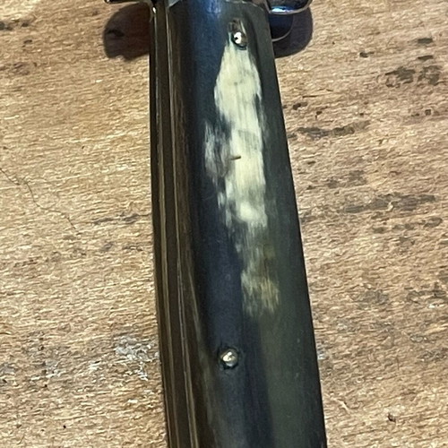 Vintage 1970 folding stiletto knife like new with buffalo horn handle