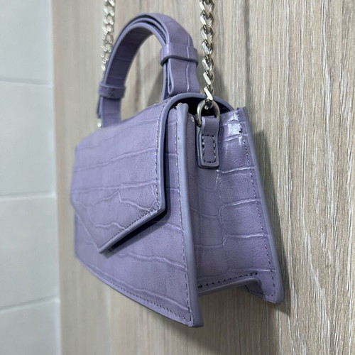 Zara purple croc effect handbag with chain new