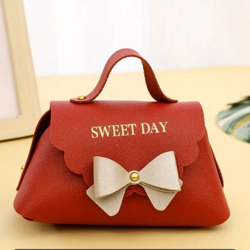 Gift bag new with bow and clasp red wine color