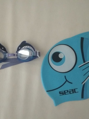Παιδικό κολυμβητικό σετ σκουφάκι και γυαλάκια Seac Sub Flipper blue καινούργιο